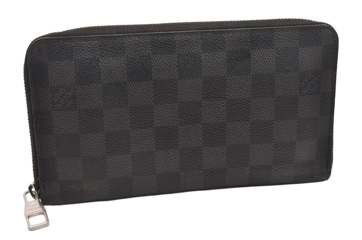 Authentic Louis Vuitton Damier Graphite Zippy Organizer Wallet N63077 LV 7382I