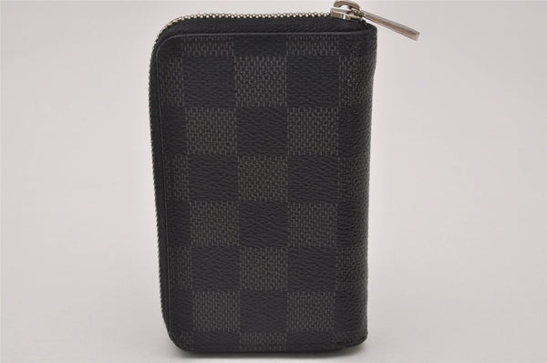 Authentic Louis Vuitton Damier Graphite Zippy Coin Purse Wallet N63076 LV 7384I