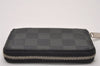 Authentic Louis Vuitton Damier Graphite Zippy Coin Purse Wallet N63076 LV 7384I