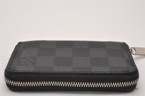 Authentic Louis Vuitton Damier Graphite Zippy Coin Purse Wallet N63076 LV 7384I