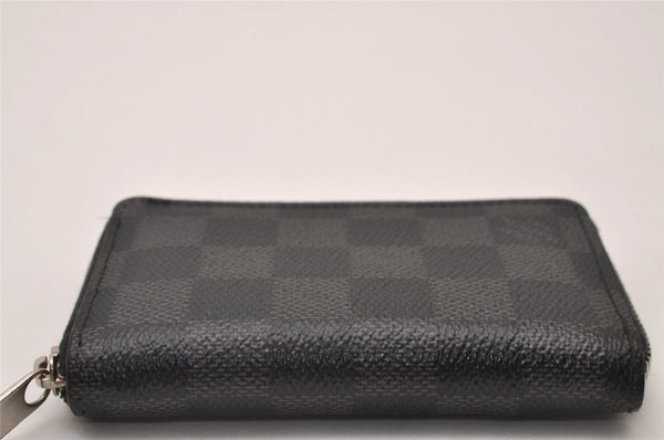 Authentic Louis Vuitton Damier Graphite Zippy Coin Purse Wallet N63076 LV 7384I