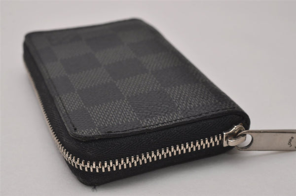 Authentic Louis Vuitton Damier Graphite Zippy Coin Purse Wallet N63076 LV 7384I