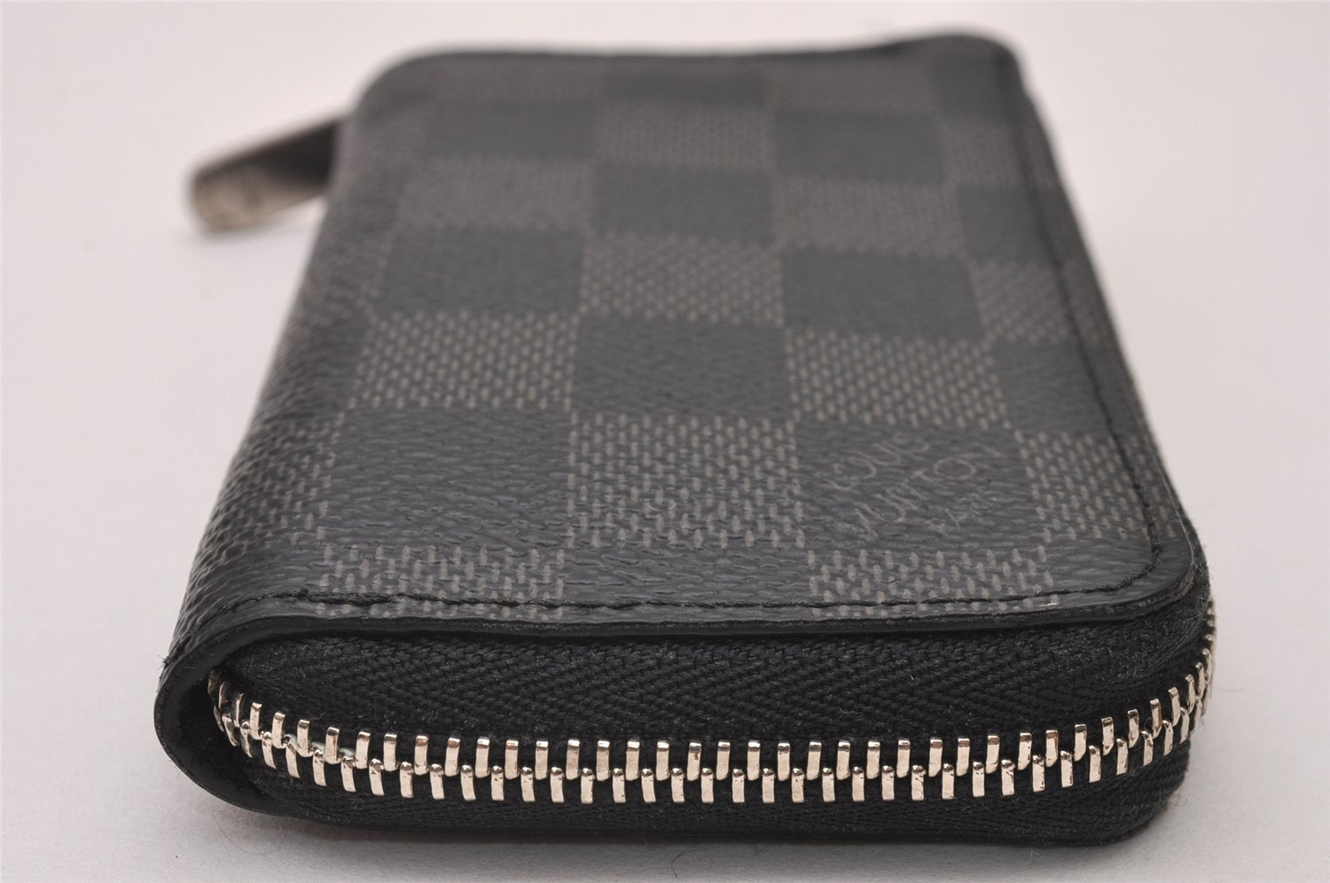 Authentic Louis Vuitton Damier Graphite Zippy Coin Purse Wallet N63076 LV 7384I