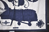 Authentic HERMES Carre 90 Scarf "HARNAIS DE COUR" Silk Navy 7384K