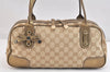 Authentic GUCCI Princy Ribbon Shoulder Bag GG Canvas Leather 161720 Beige 7387K