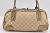 Authentic GUCCI Princy Ribbon Shoulder Bag GG Canvas Leather 161720 Beige 7387K