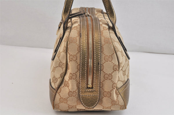 Authentic GUCCI Princy Ribbon Shoulder Bag GG Canvas Leather 161720 Beige 7387K