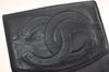 Authentic CHANEL Vintage Calf Skin Bifold Wallet Purse Black CC Logo 7388K