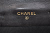 Authentic CHANEL Vintage Calf Skin Bifold Wallet Purse Black CC Logo 7388K