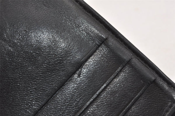 Authentic CHANEL Vintage Calf Skin Bifold Wallet Purse Black CC Logo 7388K