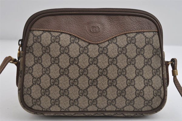 Authentic GUCCI Shoulder Cross Body Bag Purse GG PVC Leather Brown Junk 7390I
