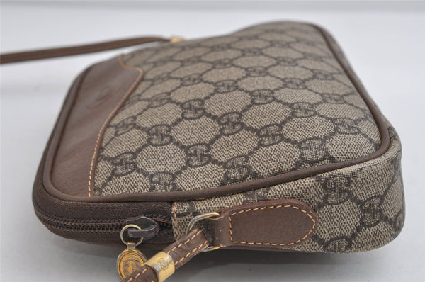 Authentic GUCCI Shoulder Cross Body Bag Purse GG PVC Leather Brown Junk 7390I