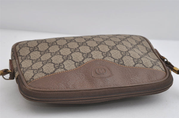 Authentic GUCCI Shoulder Cross Body Bag Purse GG PVC Leather Brown Junk 7390I
