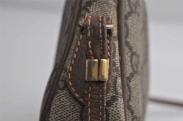 Authentic GUCCI Shoulder Cross Body Bag Purse GG PVC Leather Brown Junk 7390I