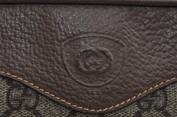 Authentic GUCCI Shoulder Cross Body Bag Purse GG PVC Leather Brown Junk 7390I