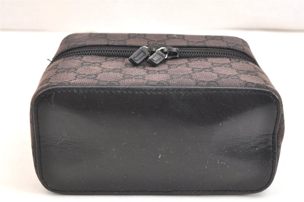 Authentic GUCCI Vanity Hand Bag Purse GG Canvas Leather 0391051 Black 7390K