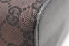 Authentic GUCCI Vanity Hand Bag Purse GG Canvas Leather 0391051 Black 7390K