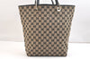 Authentic GUCCI Shoulder Tote Bag GG Canvas Leather 0021098 Black Beige 7391K