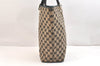 Authentic GUCCI Shoulder Tote Bag GG Canvas Leather 0021098 Black Beige 7391K