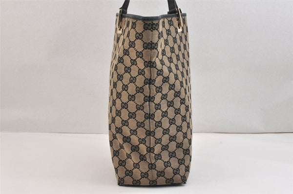 Authentic GUCCI Shoulder Tote Bag GG Canvas Leather 0021098 Black Beige 7391K