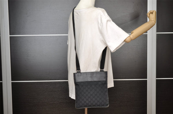 Authentic GUCCI Shoulder Cross Body Bag GG Canvas Leather 27639 Black 7392I