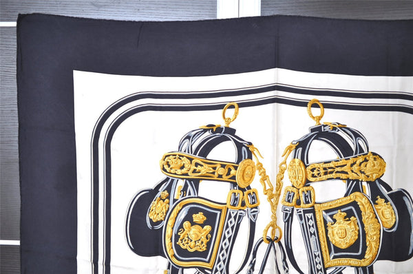 Authentic HERMES Carre 90 Scarf "BRIDES de GALA par" Silk Black 7393I