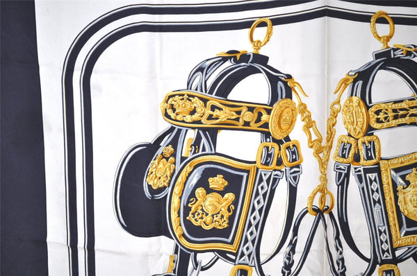 Authentic HERMES Carre 90 Scarf "BRIDES de GALA par" Silk Black 7393I