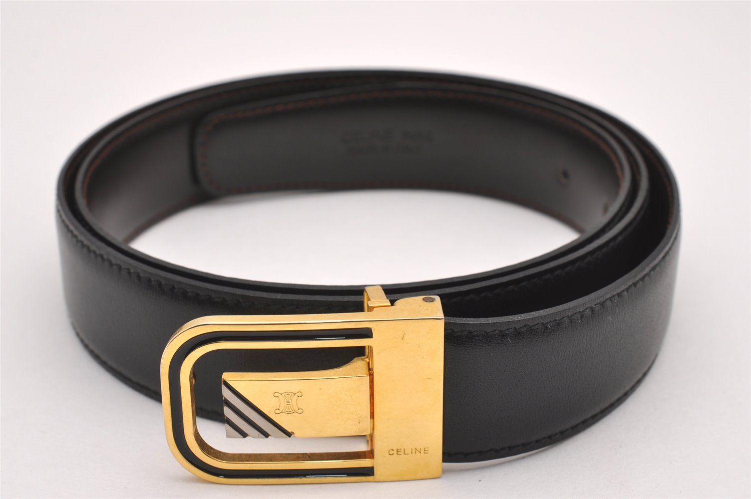 Authentic CELINE Vintage Belt Leather Size 86-96cm 33.9-37.8