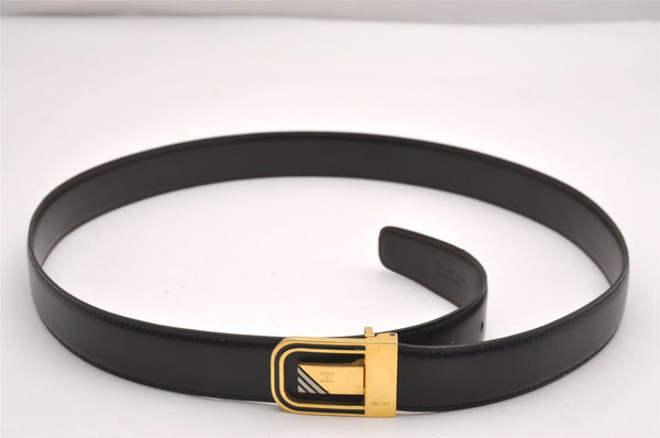 Authentic CELINE Vintage Belt Leather Size 86-96cm 33.9-37.8" Black 7394I