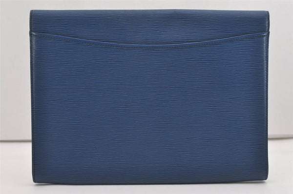 Authentic Louis Vuitton Epi Pochette Enveloppe Document Case M52585 Blue 7398I
