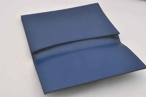 Authentic Louis Vuitton Epi Pochette Enveloppe Document Case M52585 Blue 7398I