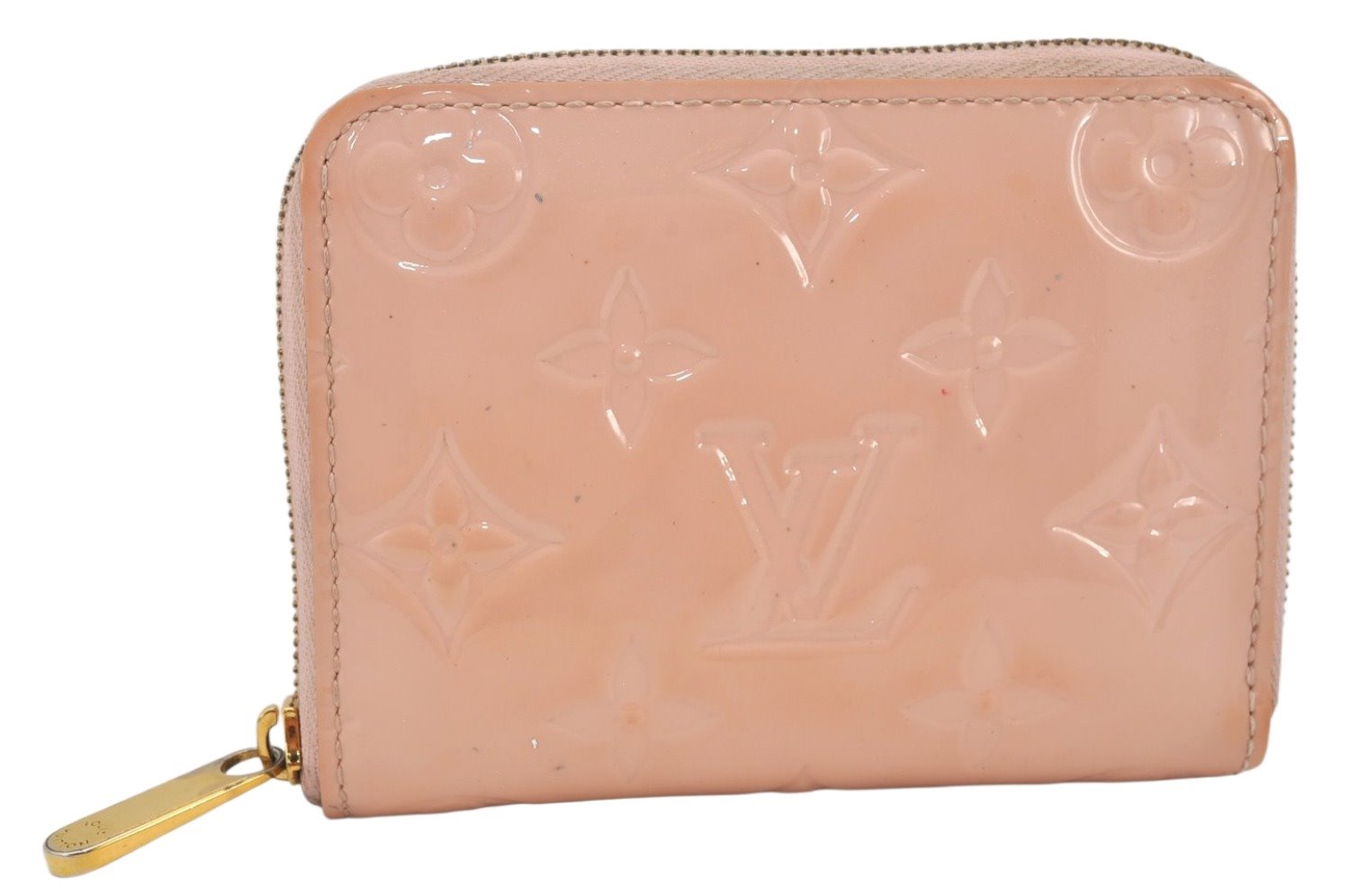 Authentic Louis Vuitton Vernis Zippy Coin Purse Wallet M90078 Pink Beige 7398K