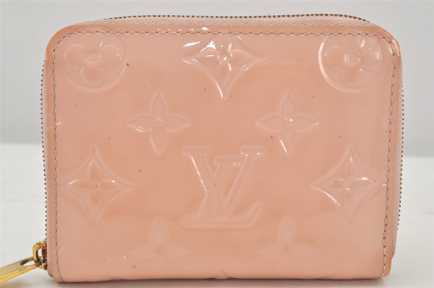 Authentic Louis Vuitton Vernis Zippy Coin Purse Wallet M90078 Pink Beige 7398K