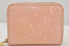 Authentic Louis Vuitton Vernis Zippy Coin Purse Wallet M90078 Pink Beige 7398K