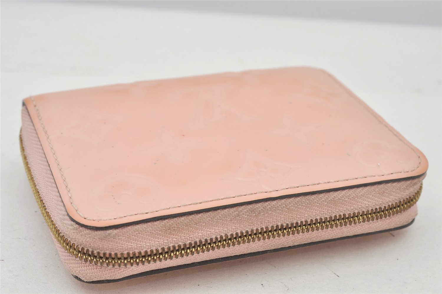 Authentic Louis Vuitton Vernis Zippy Coin Purse Wallet M90078 Pink Beige 7398K