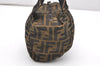 Authentic FENDI Vintage Zucca Hand Bag Purse Nylon Leather Brown 7399K