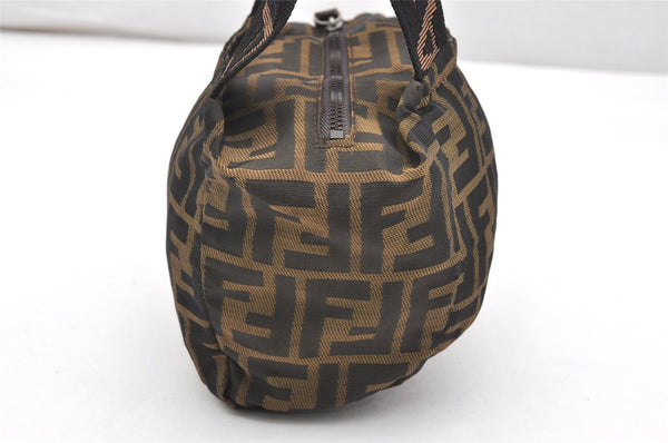 Authentic FENDI Vintage Zucca Hand Bag Purse Nylon Leather Brown 7399K