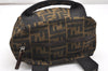 Authentic FENDI Vintage Zucca Hand Bag Purse Nylon Leather Brown 7399K