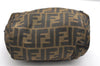 Authentic FENDI Vintage Zucca Hand Bag Purse Nylon Leather Brown 7399K