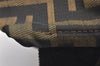 Authentic FENDI Vintage Zucca Hand Bag Purse Nylon Leather Brown 7399K