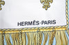 Authentic HERMES Carre 90 Scarf "VUE DU CARROSSE DE LA" Silk Light Blue 7400I