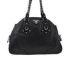 Authentic PRADA Vintage Leather 2Way Chain Shoulder Hand Bag Black 7402I