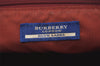 Authentic BURBERRY BLUE LABEL Check Hand Bag Purse Nylon Leather Red 7403J