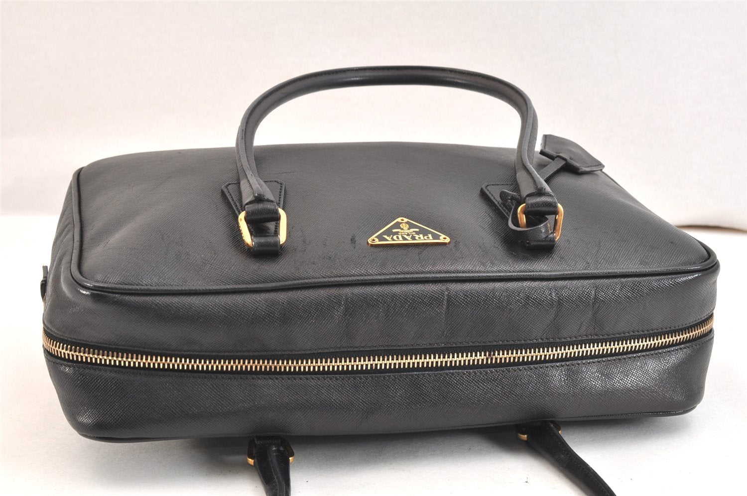 Authentic PRADA Vintage Saffiano Leather Shoulder Hand Bag Black 7403K