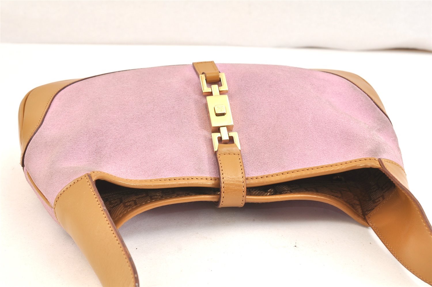 Authentic GUCCI Jackie Shoulder Hand Bag Suede Leather 0013735 Pink 7405K