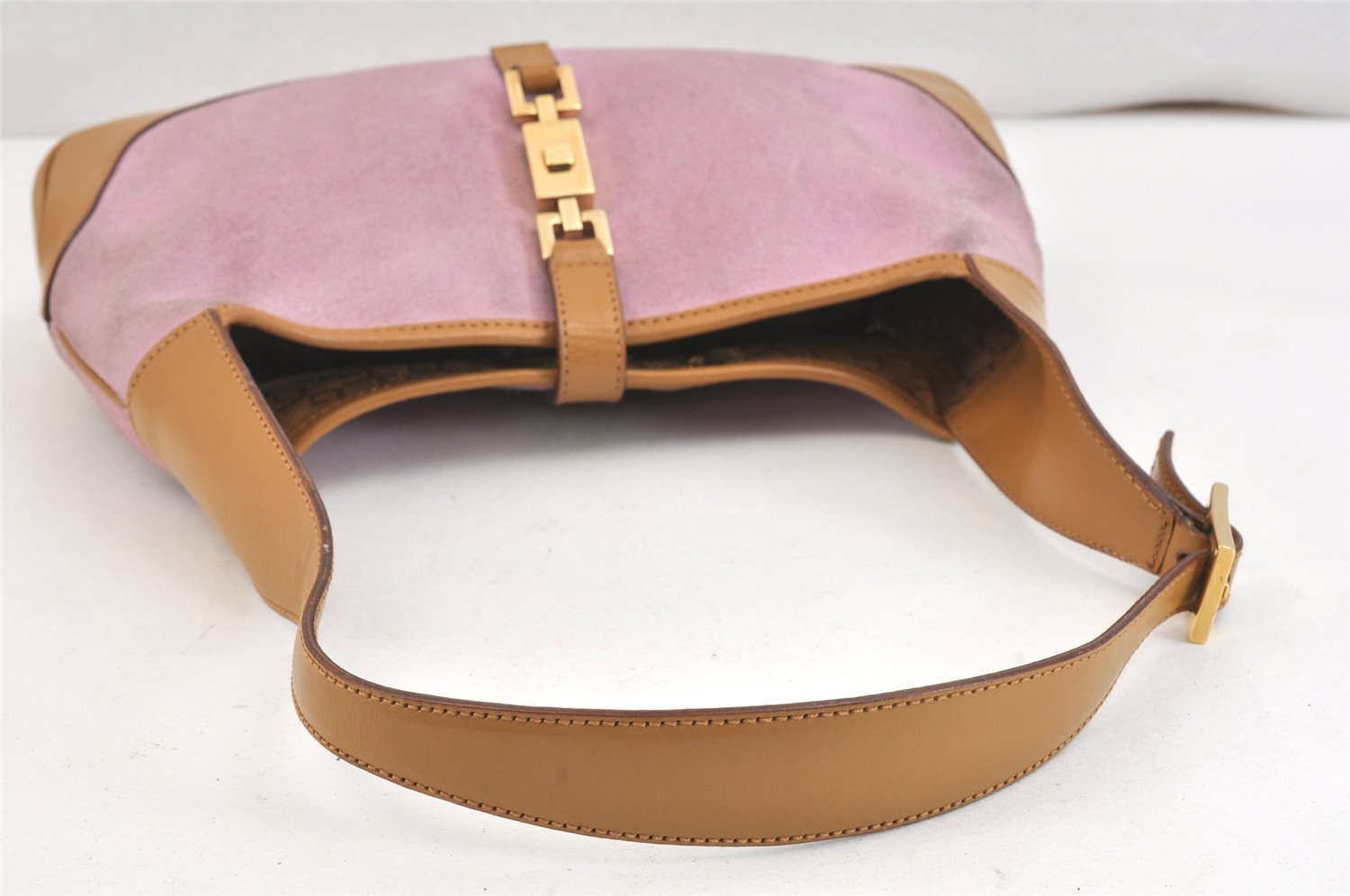 Authentic GUCCI Jackie Shoulder Hand Bag Suede Leather 0013735 Pink 7405K