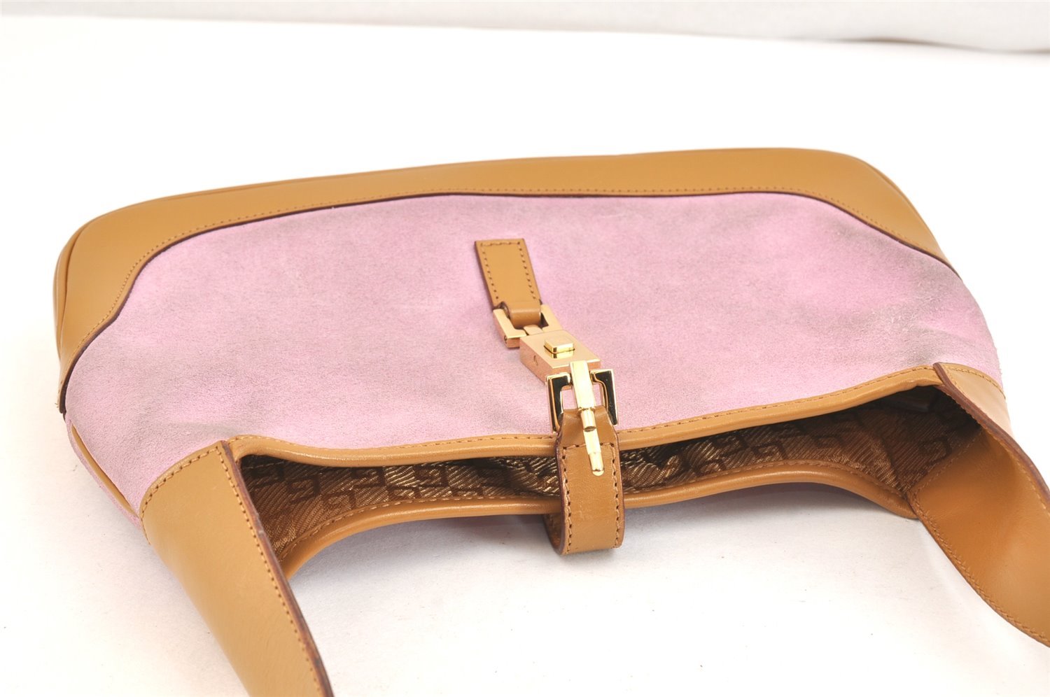 Authentic GUCCI Jackie Shoulder Hand Bag Suede Leather 0013735 Pink 7405K