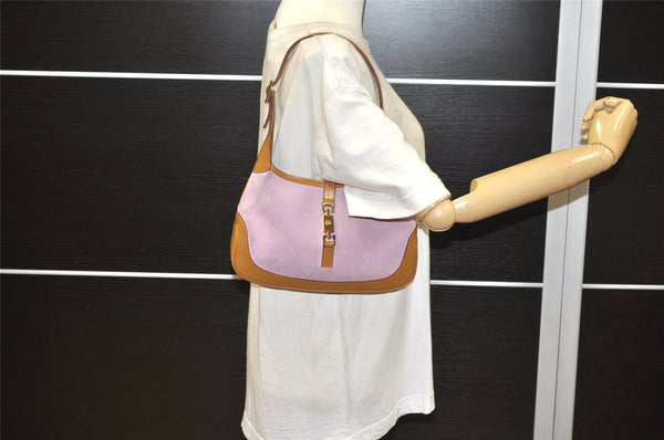 Authentic GUCCI Jackie Shoulder Hand Bag Suede Leather 0013735 Pink 7405K