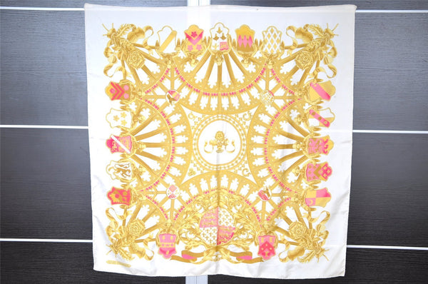 Authentic HERMES Carre 90 Scarf "BRITISH HERALDRY" Silk White 7407I