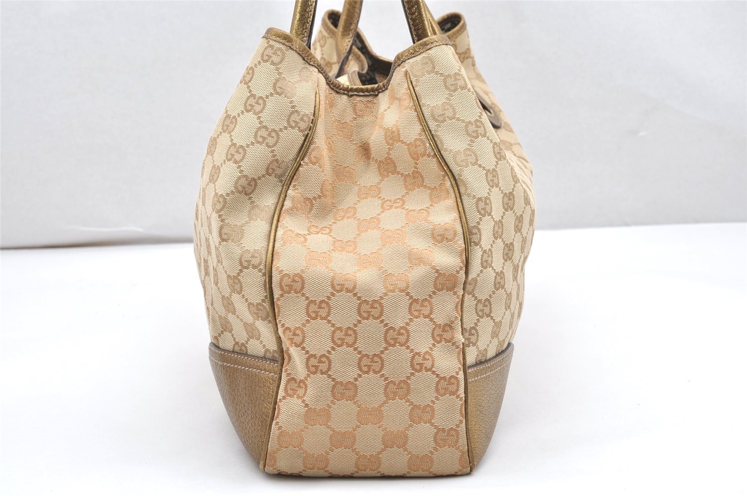 Authentic GUCCI Princy GG Canvas Leather Shoulder Tote Bag 161719 Beige 7407K